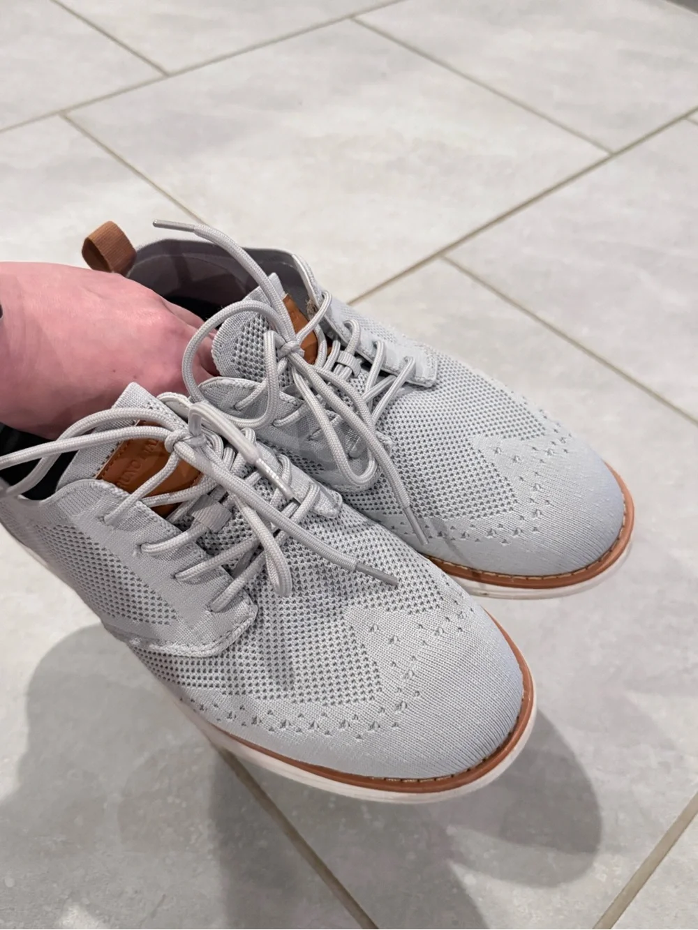 Men's Light Gray Knit Lace-Up Casual Shoes